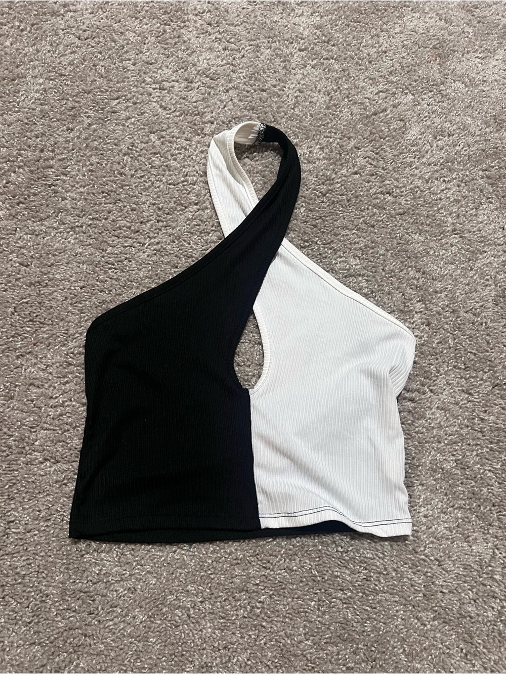 Papaya Black & White Cross Halter Crop Top
